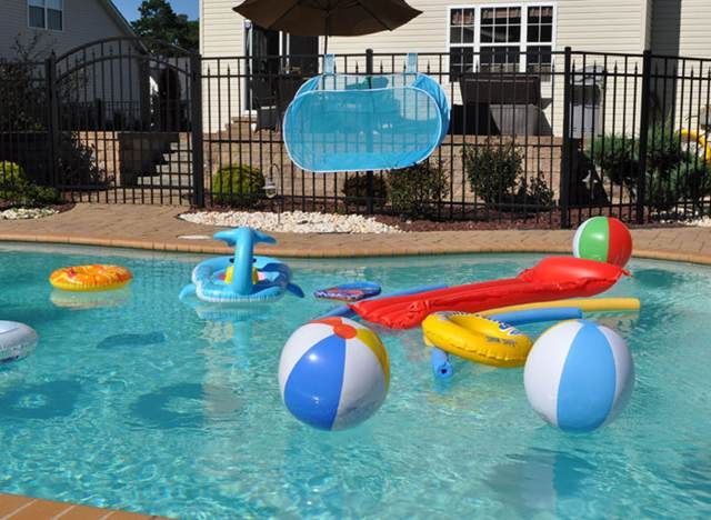Heavy Duty Reinforced attaches to Pool Side Balls Water Tech Pool Blaster Pool Pouch Versatile Pool Organizer for Floats Inflatable Toys Patio accessories and more Fence or Free Standing