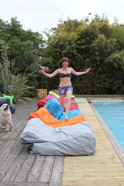 sit in pool lounger