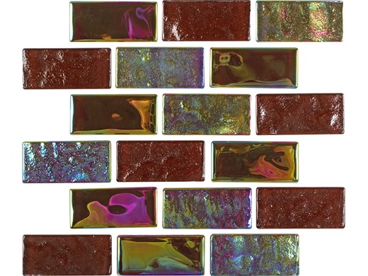 National Pool Tile Equinox 1x2 Glass Tile | Amber Rust | EQX-AUTUMN1X2