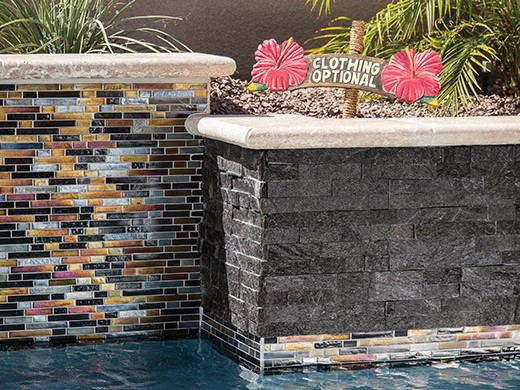 National Pool Tile Natural Ledger Stone 6x24 | Black Quartz | 130112