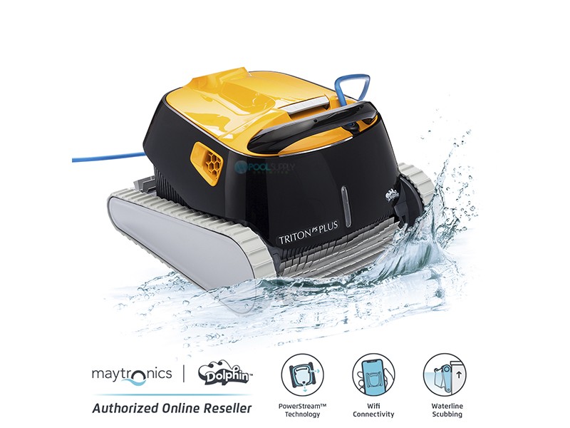 Maytronics Dolphin Triton PS Plus Robotic Pool Cleaner with Caddy