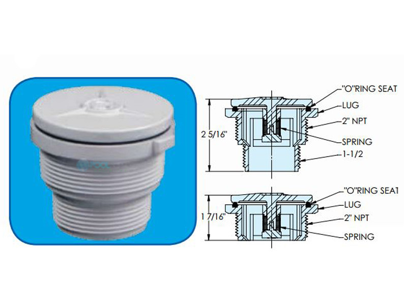 Hayward Hydrostatic Relief Valve 1.5 MIP Spring Loaded White SP1056
