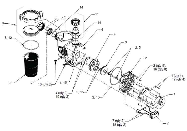 SHPF.50 STEALTH PUMP .5HP HH FR 208-230/115V Parts Schematic