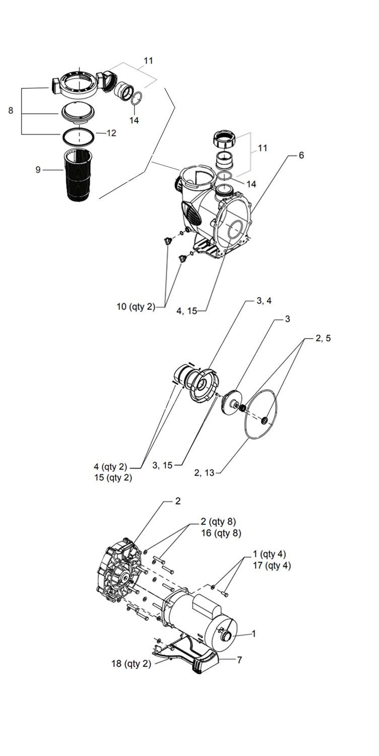 Jandy PlusHP Full Rate Pump | .5HP 115V/230V | PHPF.50 Parts Schematic