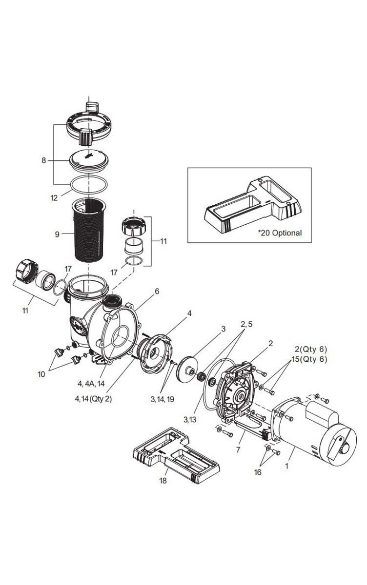 Jandy FloPro Medium Head Pump | 1HP Up-Rated | 115V/230V | FHPM1.0 Parts Schematic