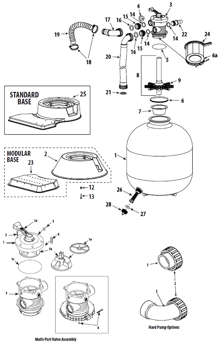 Waterway Carefree 16" Top Mount Sand Filter | 1.4 Sq. Ft. 35 GPM | FS01619 Parts Schematic