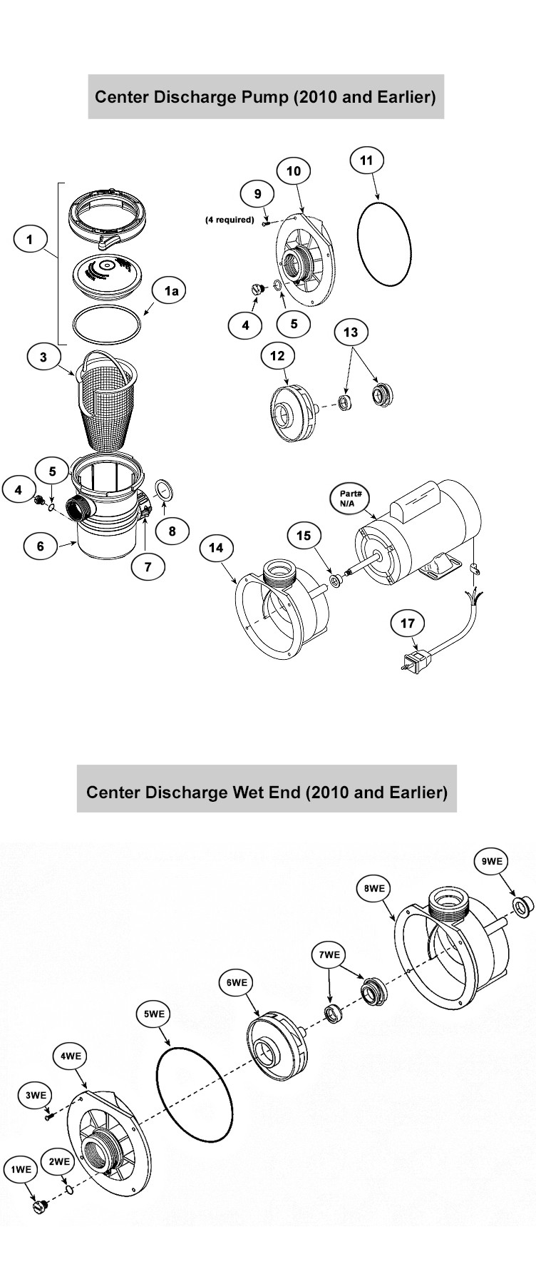 Waterway Center Discharge 48-Frame 1.5HP Above Ground Pool Pump 115V | Jacuzzi Style Threads | 3' NEMA Cord | 3410612-1529 Parts Schematic