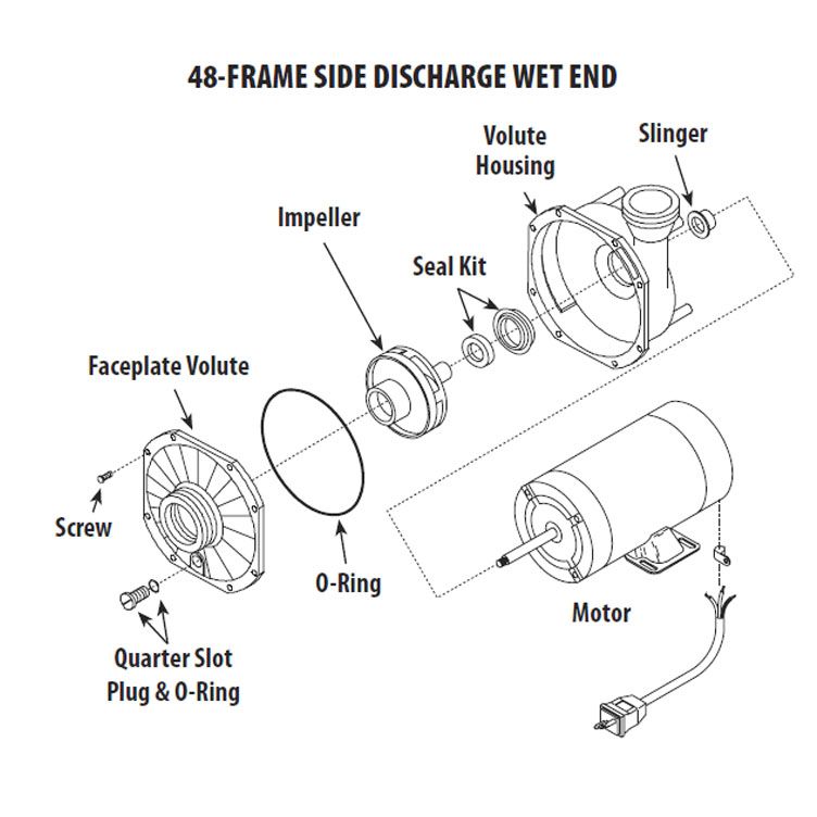 Waterway Viper Spa Pump | 2-Speed 3HP 230V 56-Frame | 3721221-1V Parts Schematic