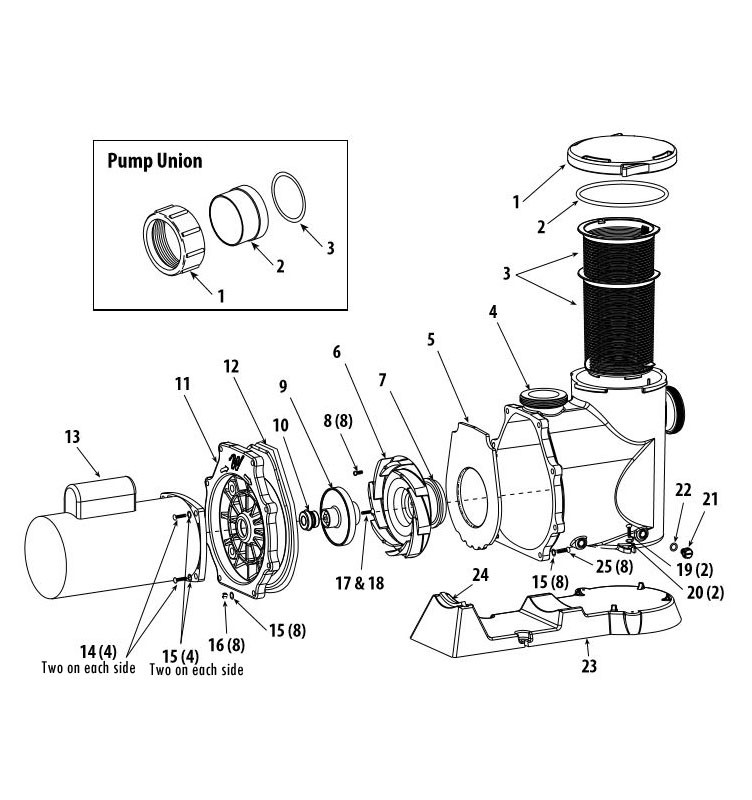 Waterway SVL56 High Flow 56-Frame 1HP Energy Efficient Full Rated Pool Pump 115/230V | SVL56E-110 Parts Schematic