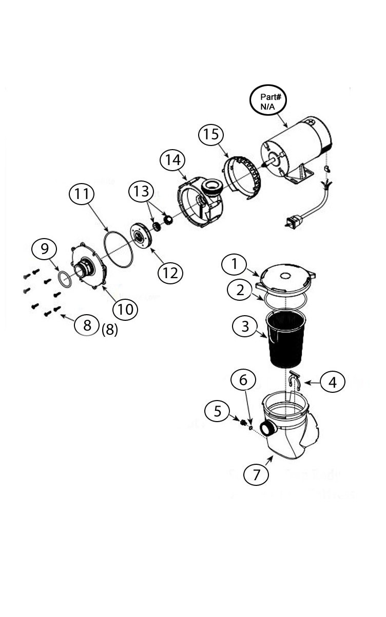 Waterway Supreme 48-Frame .75HP Above Ground Pool Pump 115V 10.78 Amp | 3' NEMA Cord | PSP1075-6 Parts Schematic