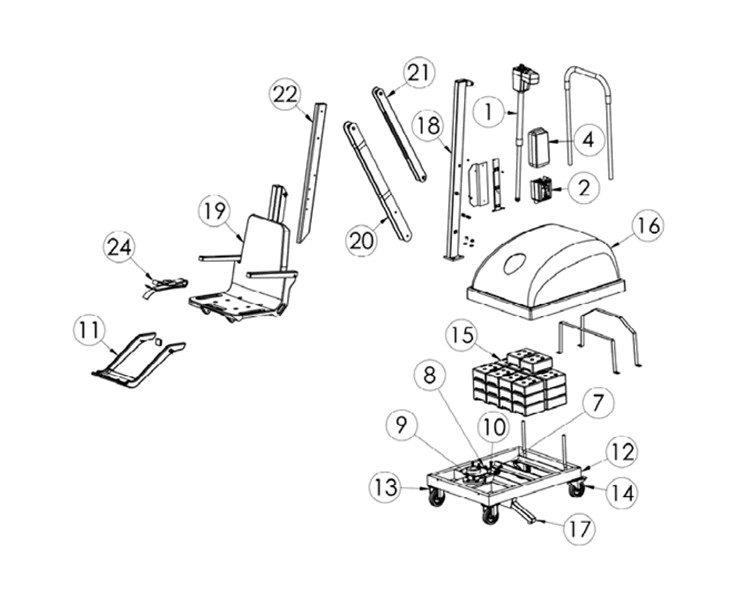 SR Smith PAL Hi/Lo Portable Aquatic ADA Compliant Pool Lift | 250-0000 Parts Schematic