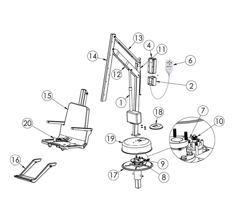 SR Smith Splash! Hi/Lo ADA Compliant Pool Lift | 350-0000 Parts Schematic