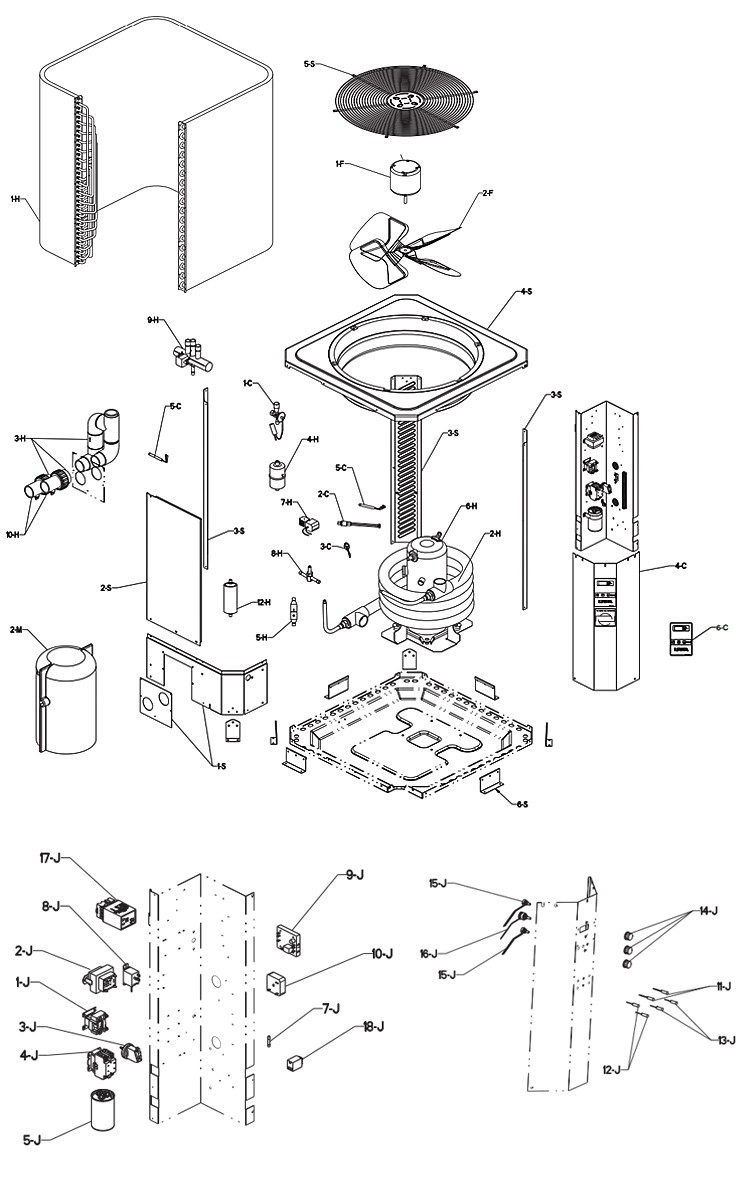 Raypak Heat Pump 95K BTU | Titanium Heat Exchanger | Analog Controls | 013319 013322 | M5350ti-A Parts Schematic