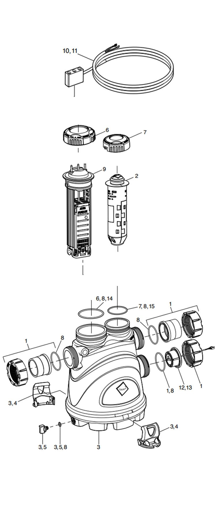 Nature2 Fusion Soft Salt Generator & Mineral System Power Center Only | FUSIONM Parts Schematic