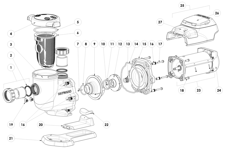 Hayward EcoStar Variable Speed SVRS Pump | SP3400VSPVR Parts Schematic