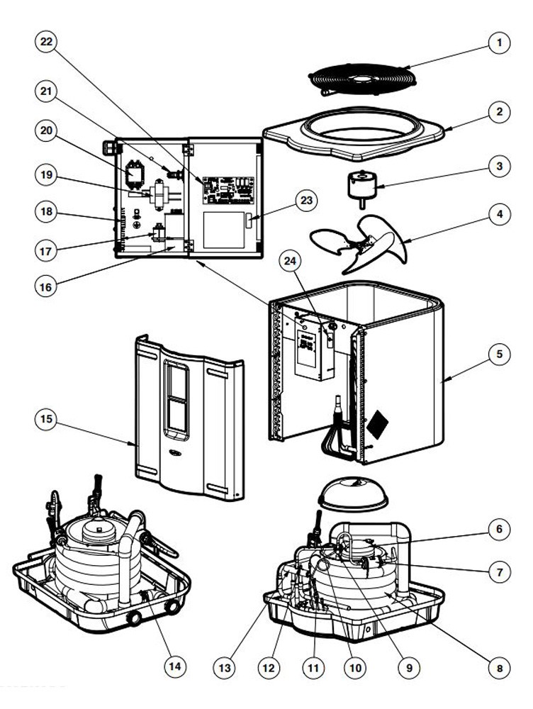 Hayward HeatPro Heat & Cool Heat Pump 115K BTU | HP31154T Parts Schematic