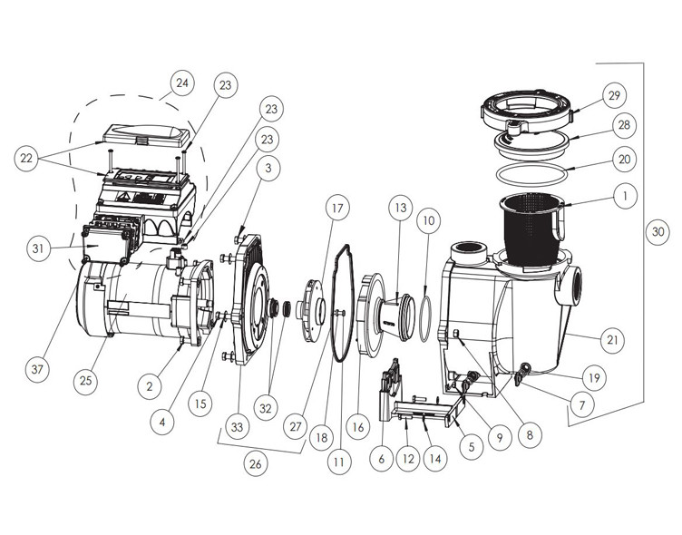 Pentair IntelliFlo Variable Speed Pump VS+ 3.2kW 3HP Max | Time Clock Included | 60 Day Warranty | 011018 Parts Schematic