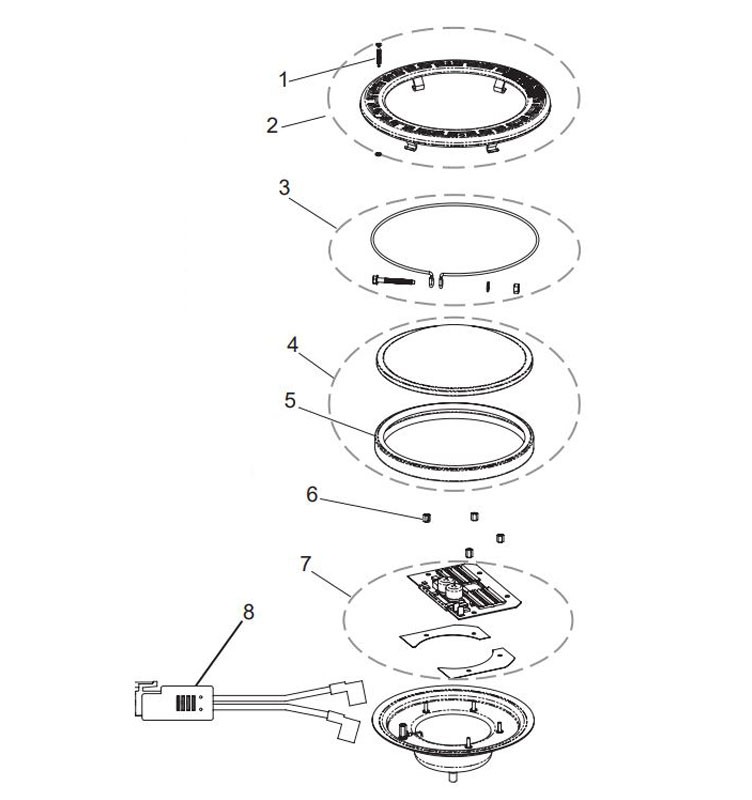 Pentair Intellibrite 5G WHITE Pool Light for Inground Pools | 120V LED 400W 100' Cord | 601202 Parts Schematic