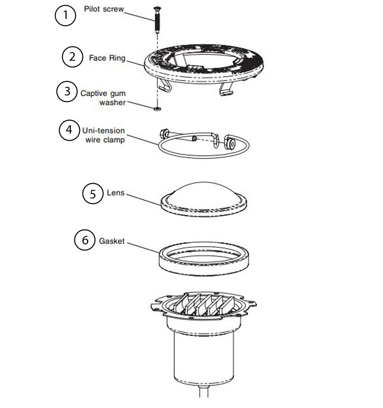 Pentair Intellibrite 5G WHITE Spa Light | 120V LED 100W 150' Cord | 640143 Parts Schematic