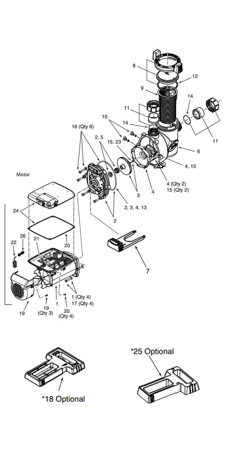 Jandy FloPro Variable Speed Pump | 2.7HP Full-Rated | 230V Energy Efficient | VS-FHP2.0 | VSFHP270JEP Parts Schematic