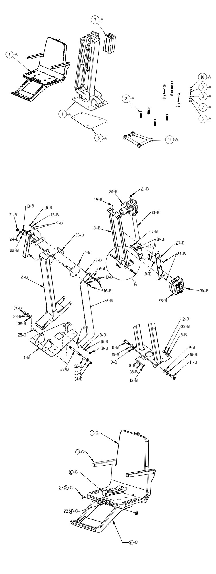 SR Smith multiLift ADA Compliant Flanged Pool Lift | 575-0000 Parts Schematic