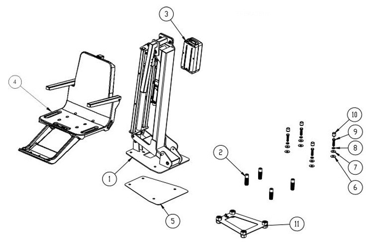 SR Smith multiLift Pool Lift with Control System Assembly with Activation Key Control and Armrests | 575-1005 Parts Schematic