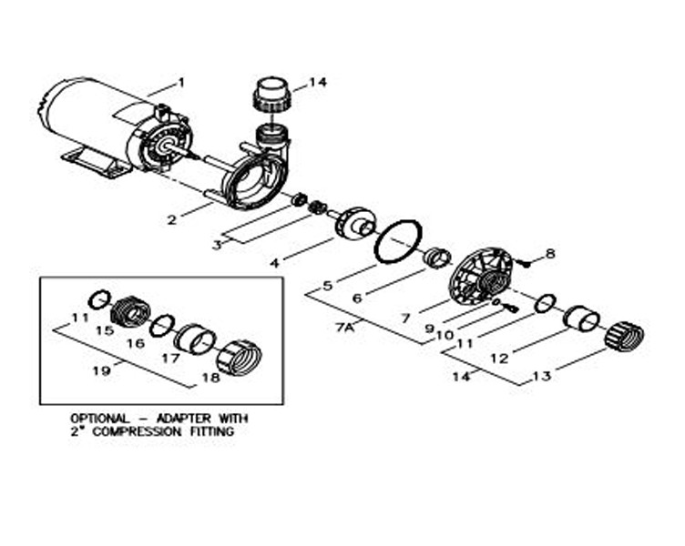 Gecko Aqua-Flo Circ-Master CMCP | 1 Speed .06 HP 115V Center Discharge | 02593000-2010 Parts Schematic