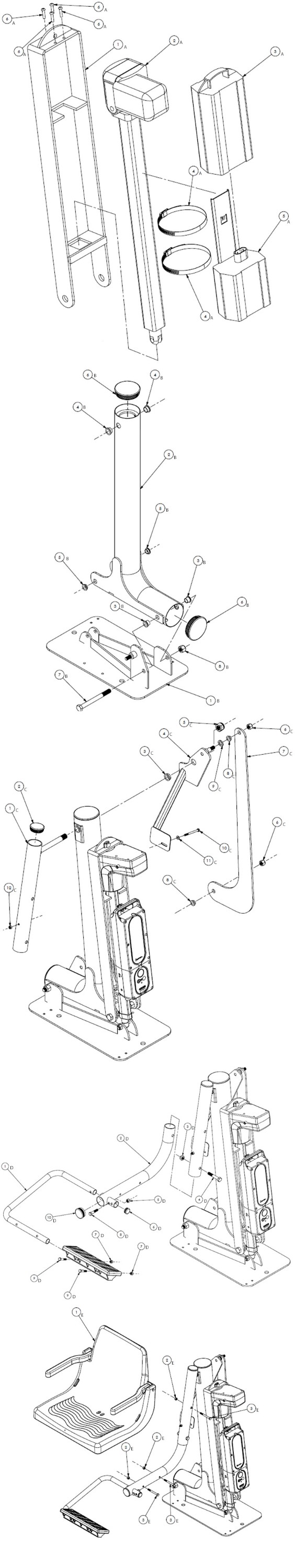 Global Pool Products Commercial Series C-375 Portable Pool Lift | Tri-Point Anchor | C375TPAPK Parts Schematic