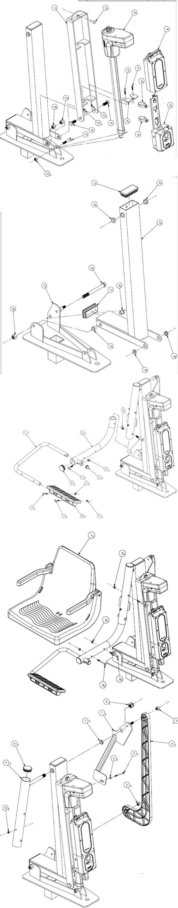 Global Pool Products Superior Series S-350 Pool Lift with Concrete Anchor | S350SA Parts Schematic