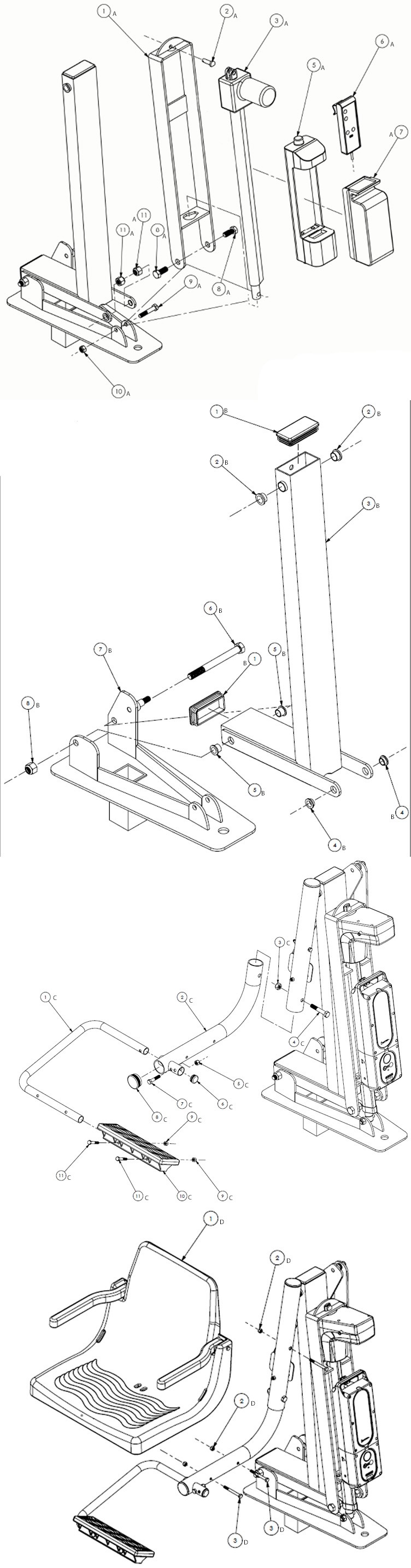 Global Pool Products Commercial Series C-450 Pool Lift | Tri-Point Anchor | C450TPA Parts Schematic