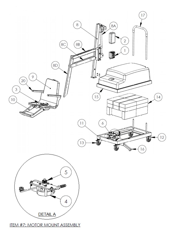 SR Smith PAL2 Portable Aquatic ADA Compliant Pool Lift | 202-0000 Parts Schematic