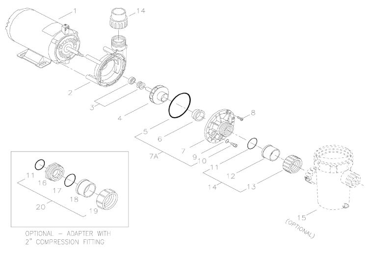 Gecko Aqua-Flo Flo-Master FMHP | Side Discharge | 48-Frame 230V 1.5 HP 1.0 OPHP 2-Speed | 02110005-1010 Parts Schematic