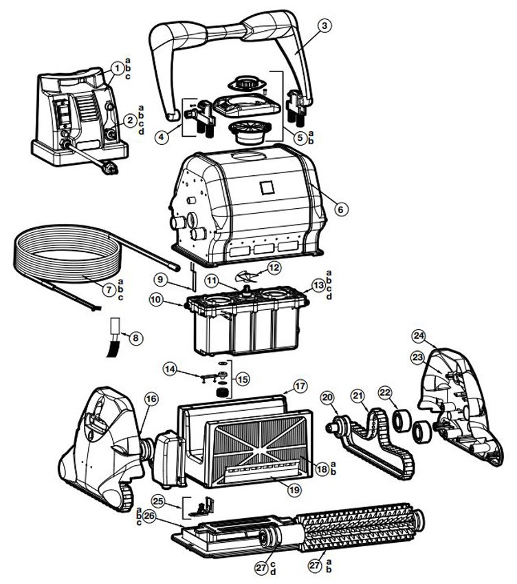 Hayward TigerShark Plus Remote Control Inground Robotic Pool Cleaner | W3RC9955CUB Parts Schematic