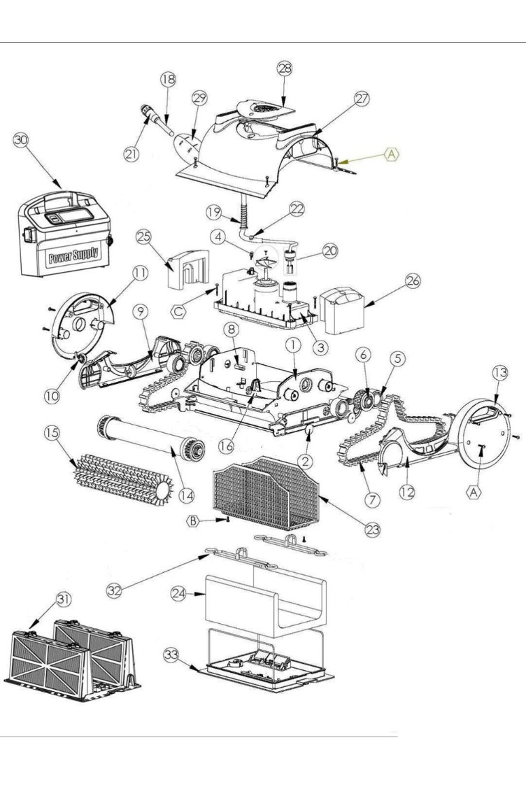 Maytronics Dolphin Nautilus Robotic Pool Cleaner | 99996323 Parts Schematic