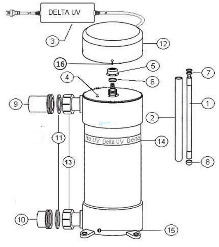 Delta Ultraviolet UV Sanitizer D Series | D-110 | 34-08546 37-08546 | 1000-2278 Parts Schematic