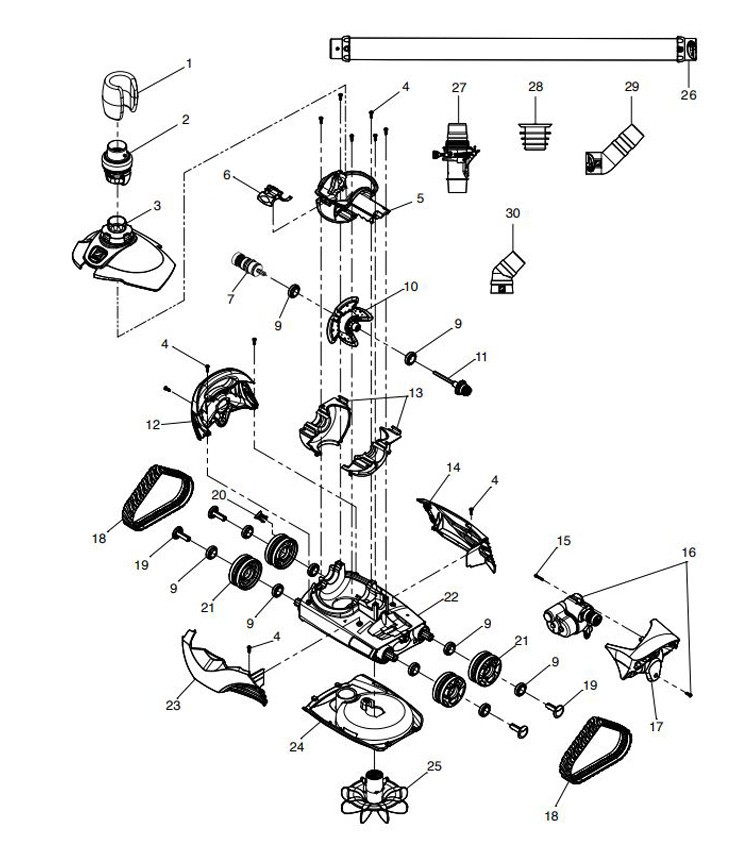 Zodiac Advanced Suction Mechanical Pool Cleaner | MX6 Parts Schematic