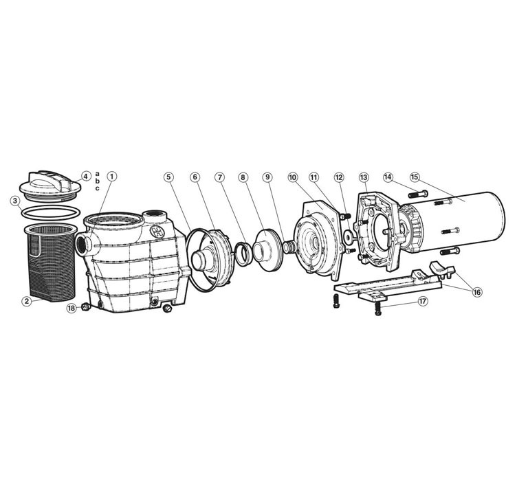 Hayward Super II Single Speed Pool Pump | .75HP Full Rated 115-230V | SP3007EECA Parts Schematic