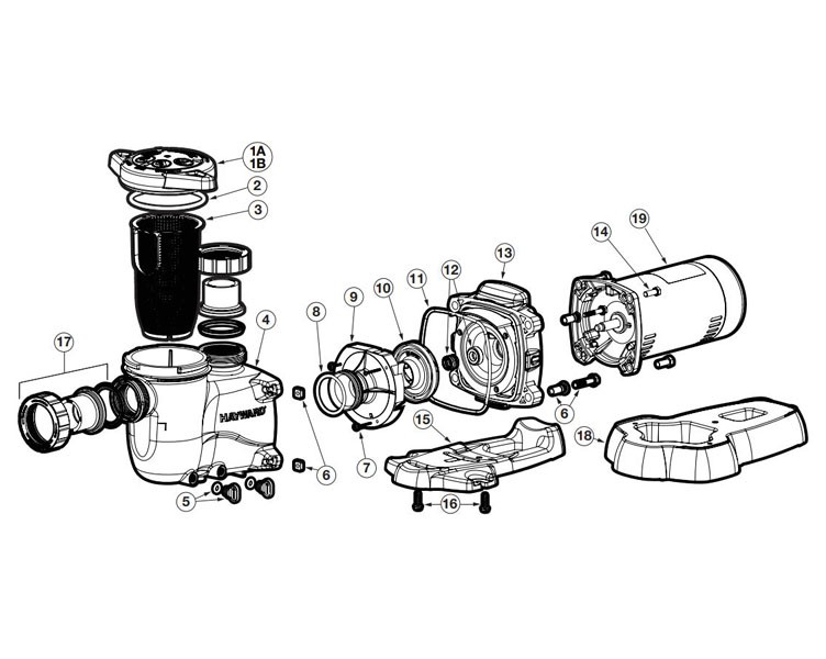 Hayward Max-Flo XL Pool Pump 1HP 115V 230V | SP2307X10 Parts Schematic