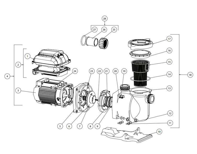 Pentair SuperFlo VS Energy Efficient Variable Speed Pool Pump Single Phase | 115/230V 50/60HZ 1.5HP | EC-342001 Parts Schematic