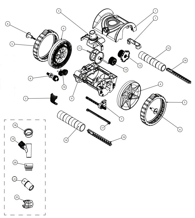 Pentair Kreepy Krauly Warrior Suction Side Inground Pool Cleaner | 360302 Parts Schematic