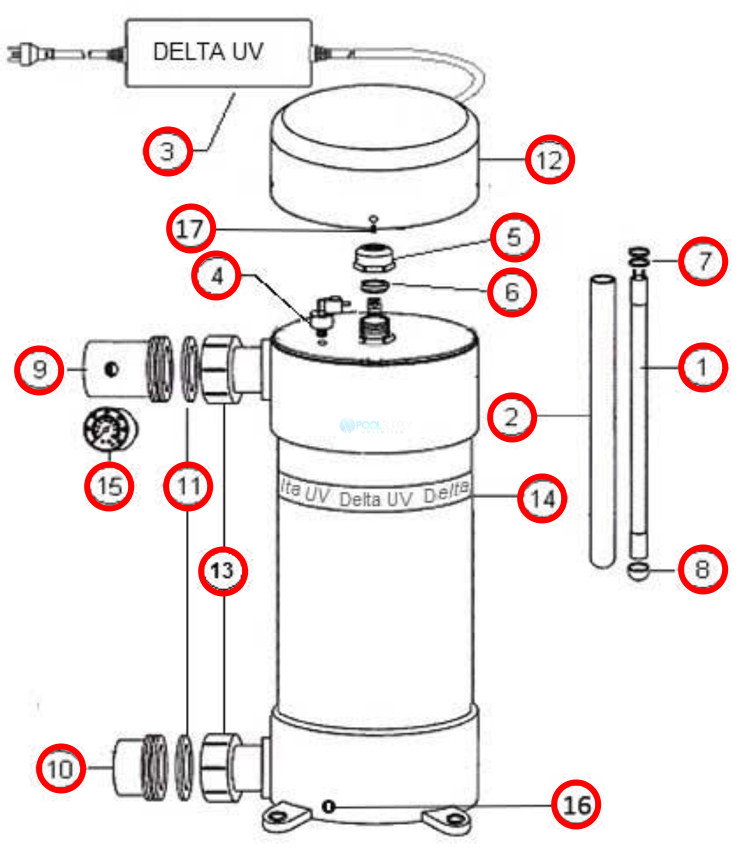 Delta Ultraviolet UV Sanitizer D Series | D-80 | 34-08544 37-08544 | 1000-2276 Parts Schematic