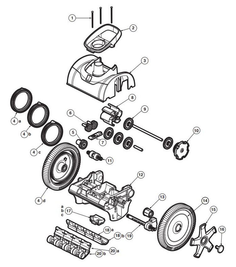 Hayward AquaNaut 200 2-Wheel Drive Suction Cleaner | W3PHS21CST Parts Schematic