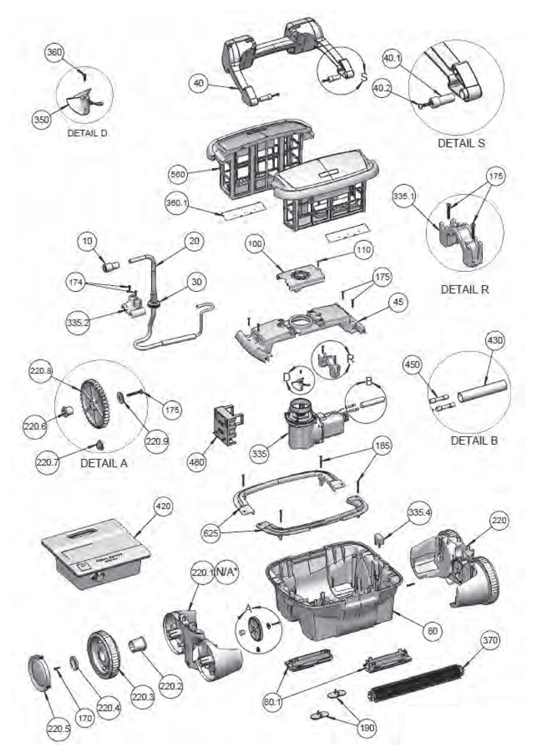 Aquabot Breeze 4WD Robotic Pool Cleaner | ABREEZ4WDR1 Parts Schematic