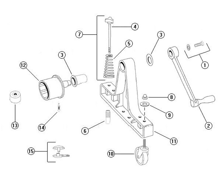 Rocky's Reel Systems #3A Portable Residential Reel System | End System Only With 3" Hubs | 307 Parts Schematic