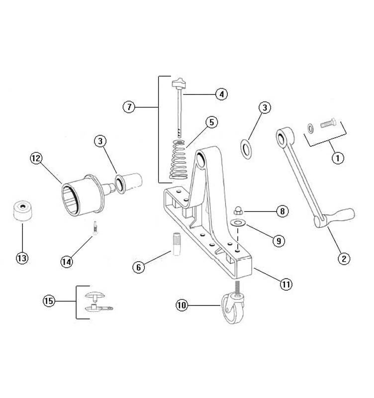 Rocky's Reel Systems #5A Portable Residential Reel System | End System Only With 3" Hubs | 317 Parts Schematic