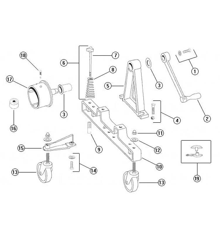 Rocky's Reel Systems Senior Commercial Reel System | End System Only | 321 Parts Schematic