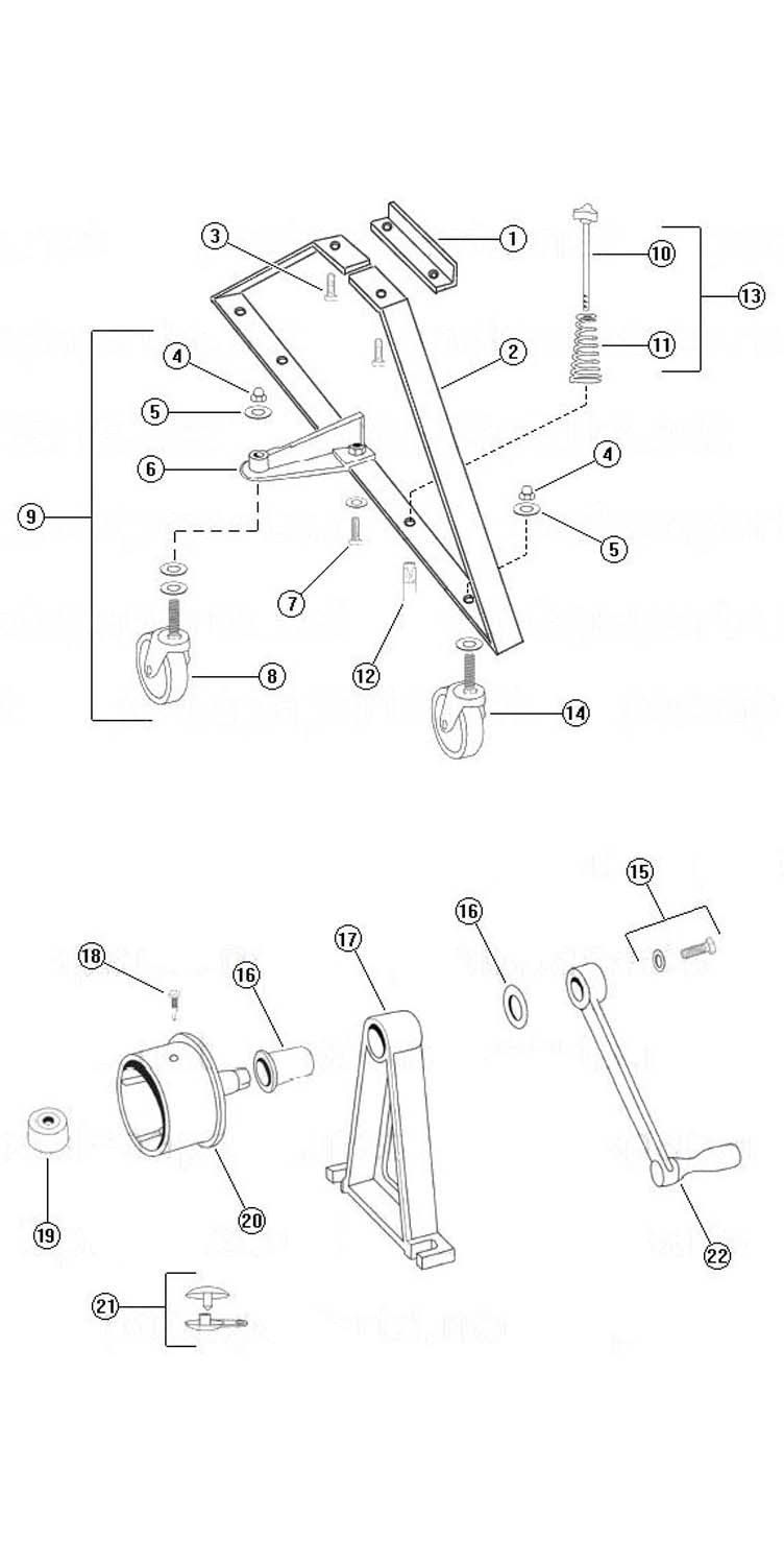 Rocky's Reel Systems High Riser Commercial Reel System | End System Only | 331 Parts Schematic