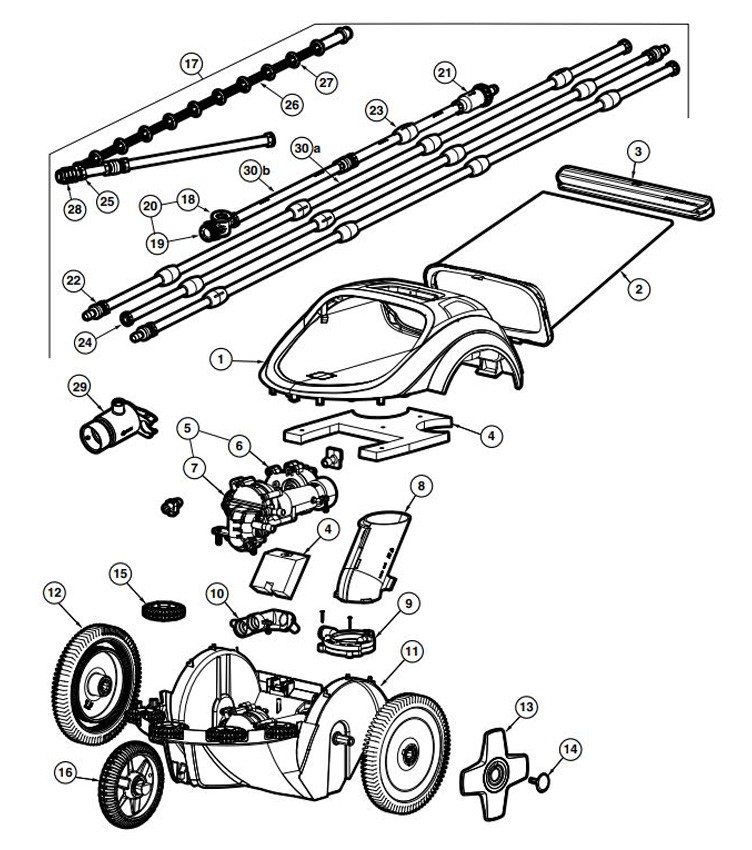 Hayward TriVac 500 Pressure-Side Automatic Pool Cleaner | W3TVP500C Parts Schematic