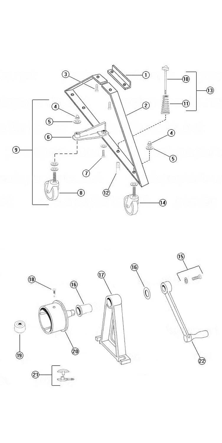 Rocky's Reel Systems High Riser Reel System | End System Only | 318 Parts Schematic