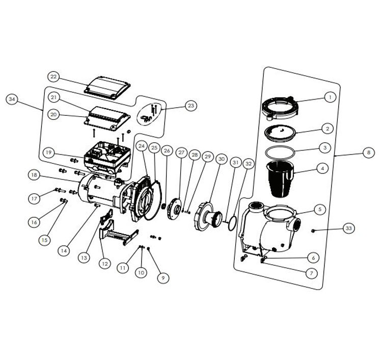 Pentair IntelliFlo Variable Speed High Performance Pump VS+SVRS 3.2kW 3HP Max 230V | EC-011057 Parts Schematic